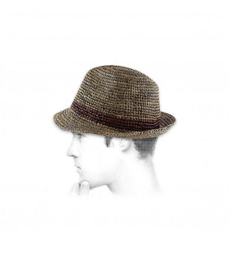 Trilby Bude crochet raffia brown band Christys